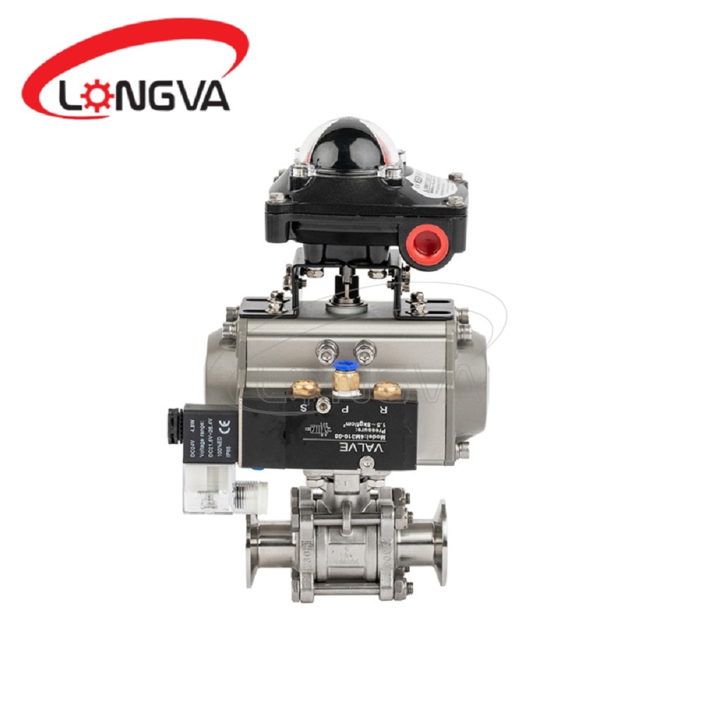 Sanitary Pneumatic 3PC Ball Valve With Solenoid Valve/Limit Switch